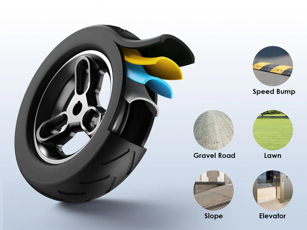 Paiseec S3 Elektromobil Scooter – robuste Reifen für Bordsteine, Schotter, Gras, Steigungen und Aufzüge.